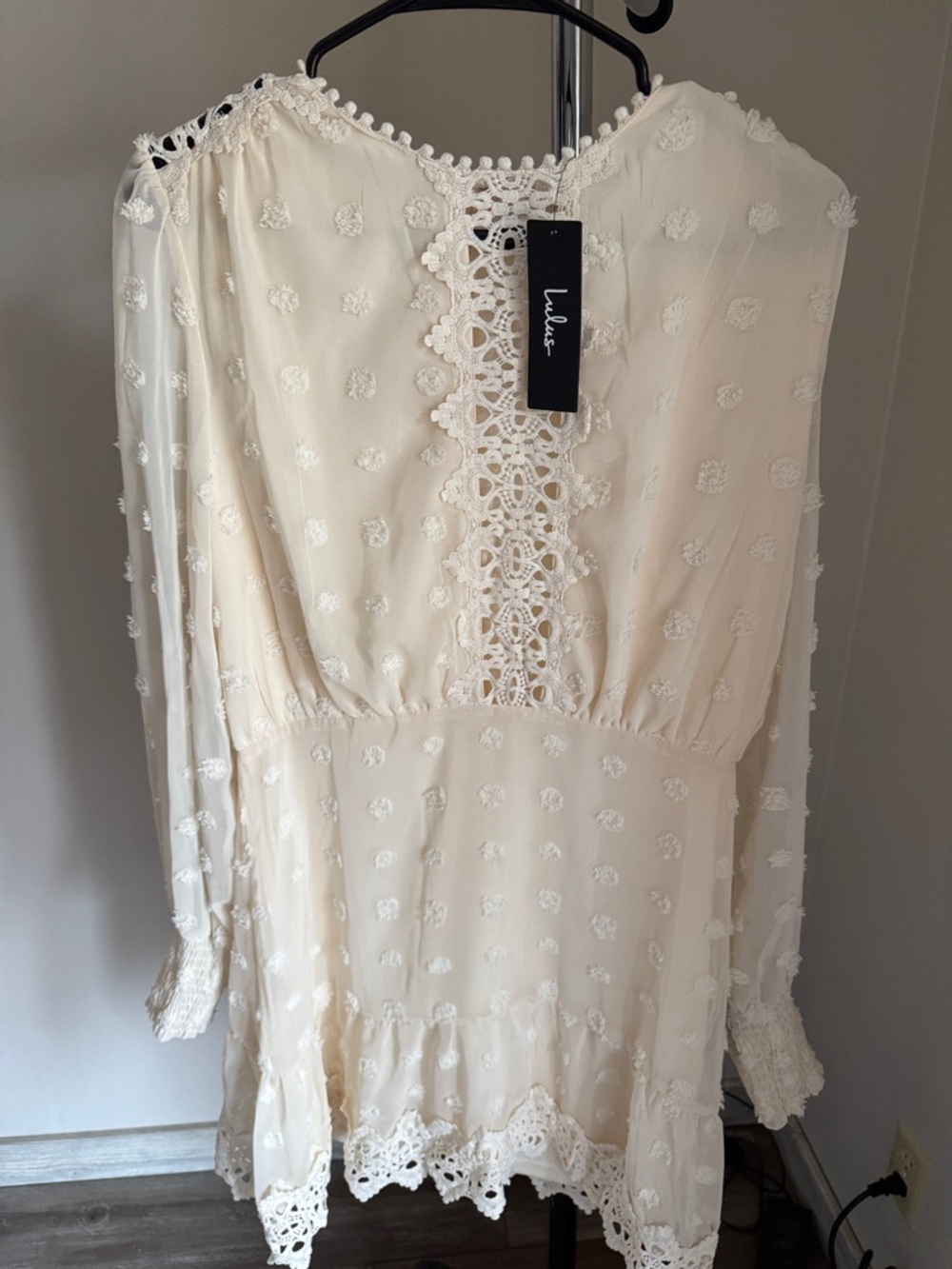 Lulu's Cream Long Sleeve Mini Dress